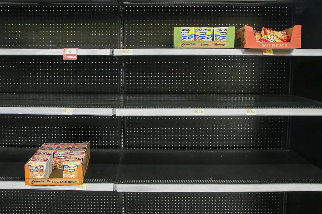 Empty grocery store shelves